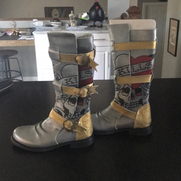 Ed Hardy motorcycle boots, Dagger Boot Golre - Picture 2 of 4